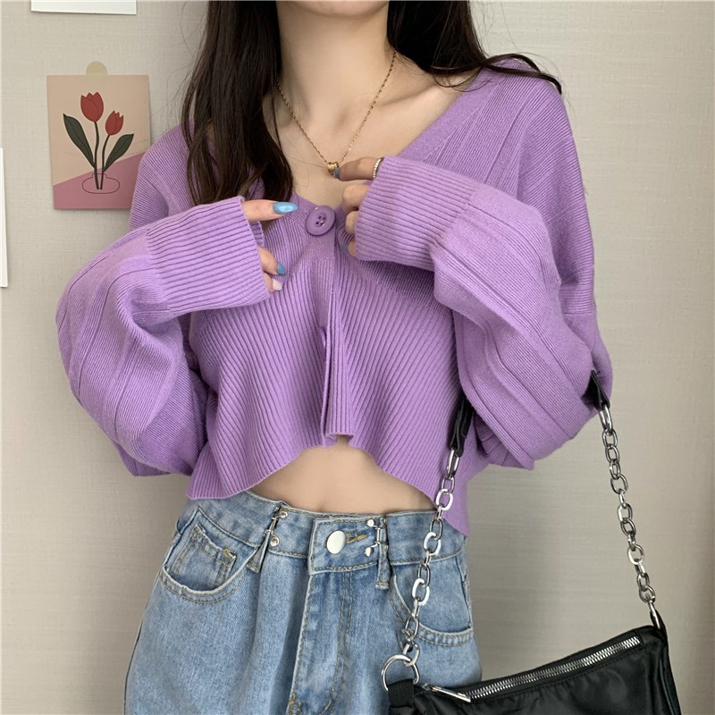 [FREESHIP] Áo cardigan len 2 cúc giữa Ulzzang (hàng QC) - Kèm ảnh thật
