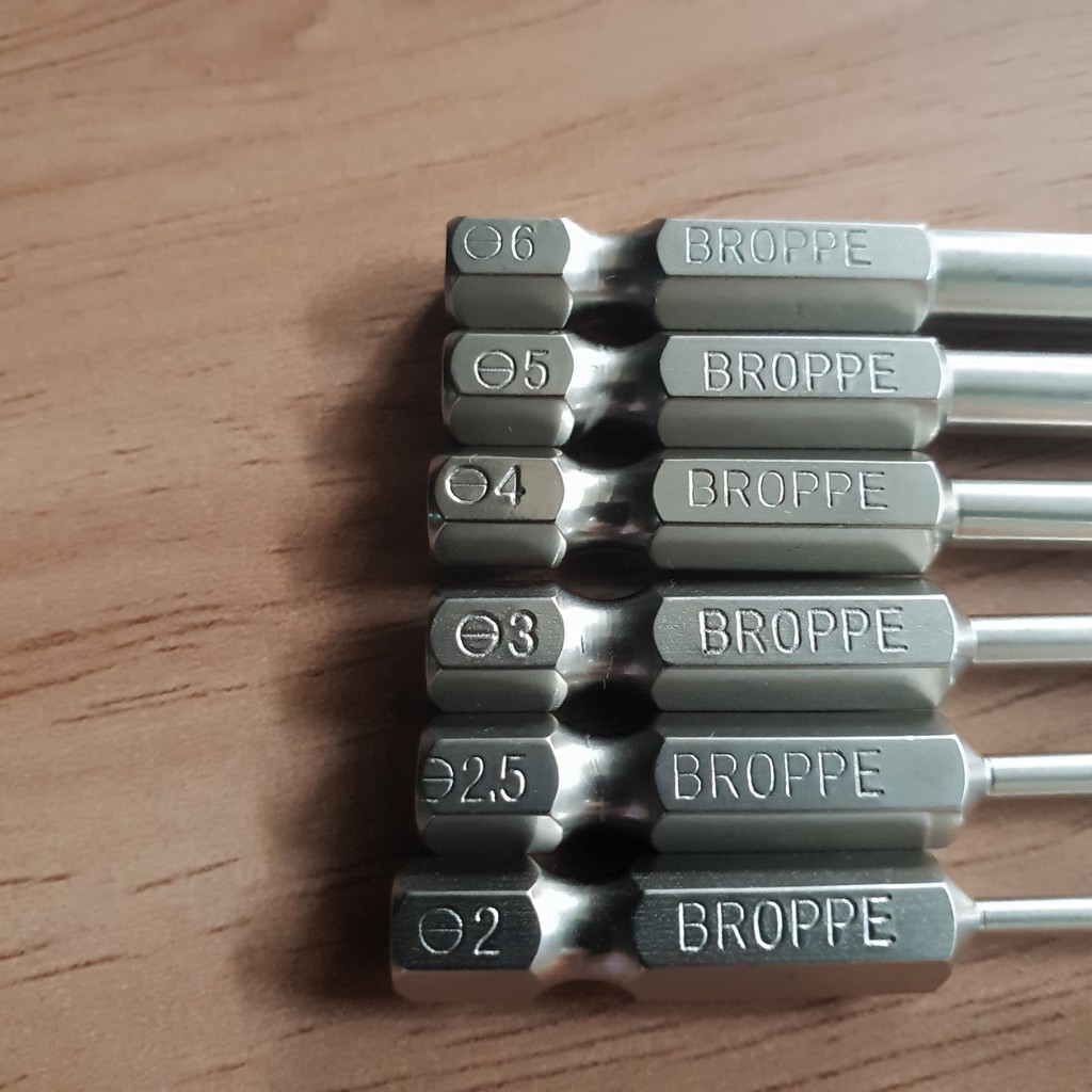 Bộ 6 mũi tô vít 2 cạnh chuôi lục giác cho khoan pin và khoan điện 50mm