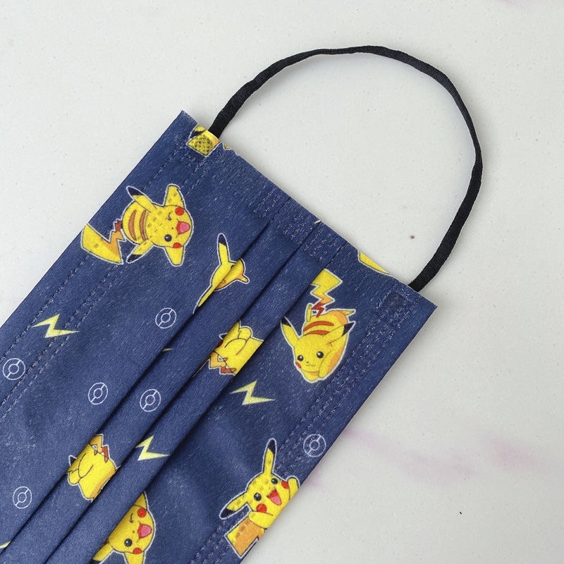 Set 10 Khẩu Trang 3 Lớp In Hoạt Hình Pokemon / Pikachu / Mario / Mew TOKI / Psyduck / Captain America / Roblox Dễ Thương Bảo Vệ Cho Bé