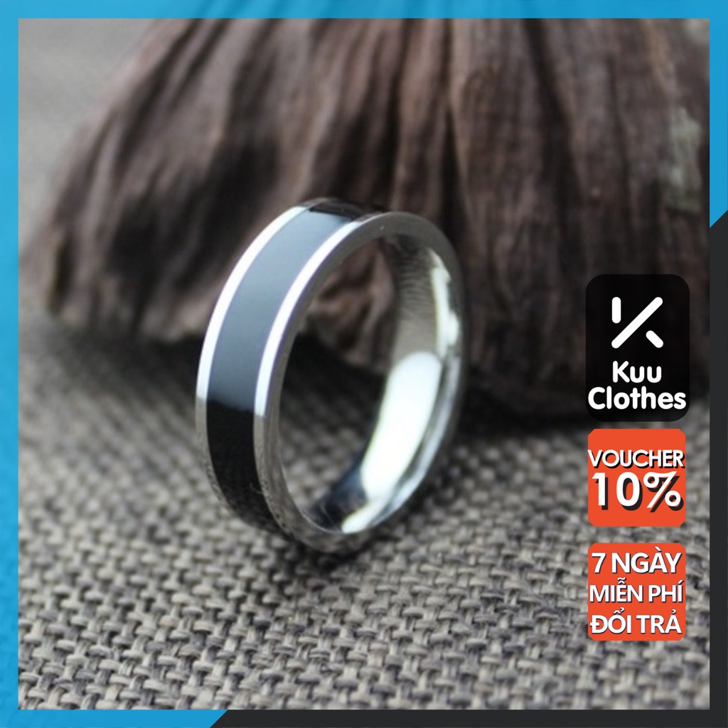 Nhẫn Nam Thời Trang Kuu Clothes Màu Bạc Đẹp Cao Cấp Chất Liệu Titan Không Gỉ - Nhẫn Proxy Ring Bản Lớn
