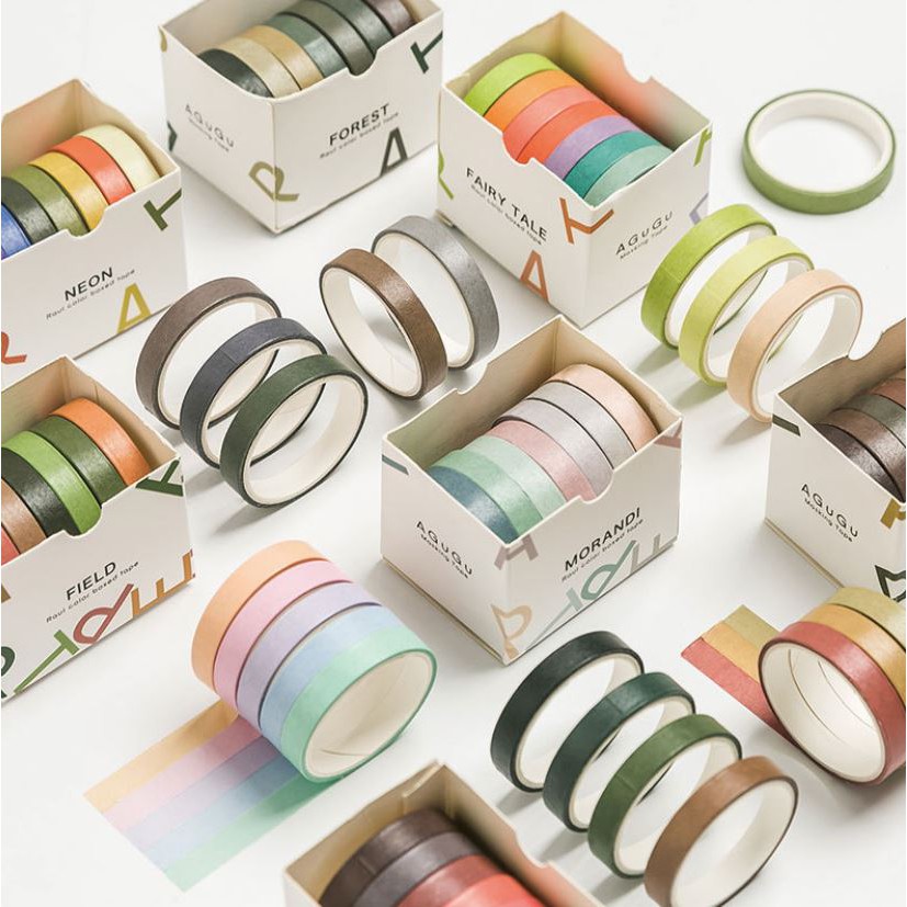 Bộ 7 cuộn washi tape basic Raul color | BSW051