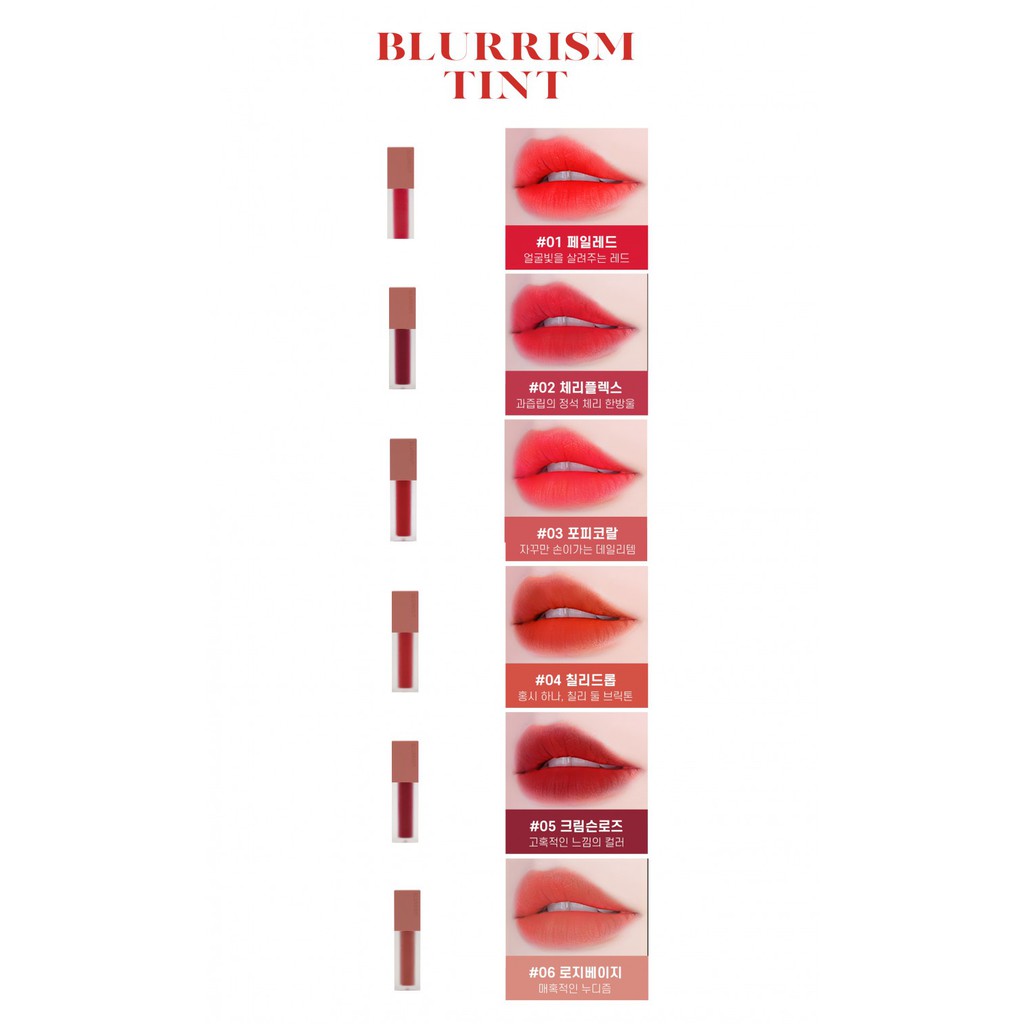 Son Lì BLURRISM TINT MAYCHIC Chống Thấm Nước Chống Khô Môi Lâu Trôi BLURRISM TINT MAYCHIC - ĐỎ CAM #04 4g MC530