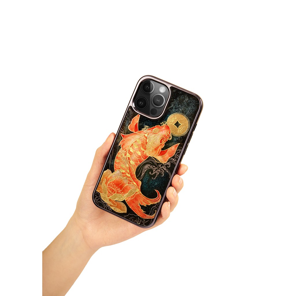 Ốp điện thoại cho iPhone 12 / 12 Pro / 12 Pro Max mẫu Liên Ngư Dâng Lộc thương hiệu La Sonmai