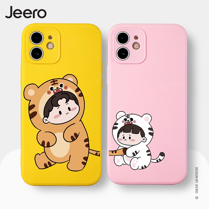 Ốp lưng JEERO cặp đôi hoạt hình dễ thương đẹp ngộ nghĩnh chống bẩn Compatible for case iPhone 13 12 11 Pro Max SE 2020 X XR XS 8 7 ip 6S 6 Plus kute HFG1057