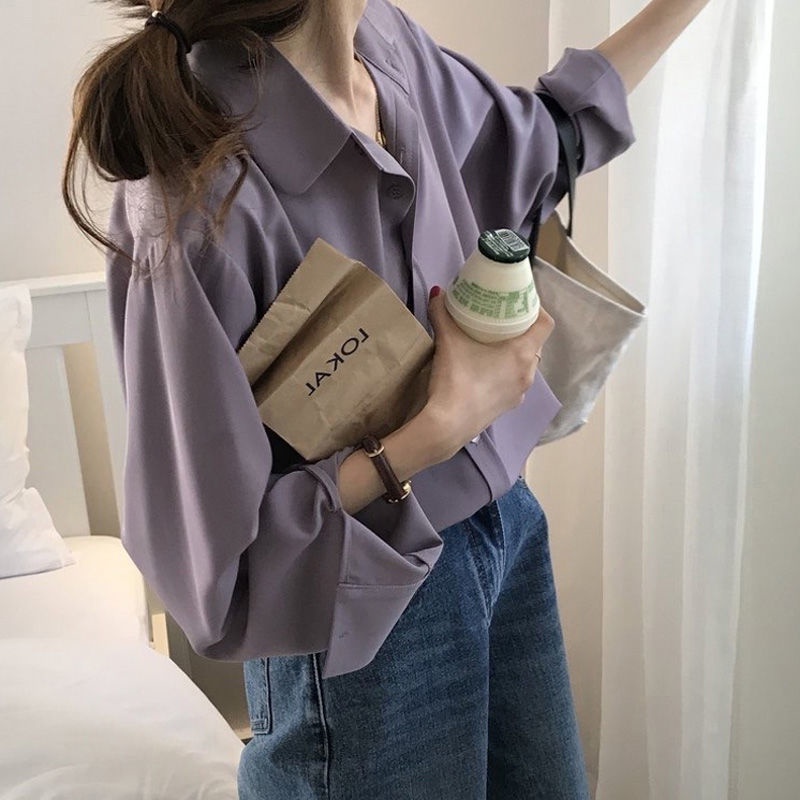 COZOK Áo Sơ Mi Chiffon Tay Dài Kiểu Dáng Đơn Giản Hợp Thời Trang