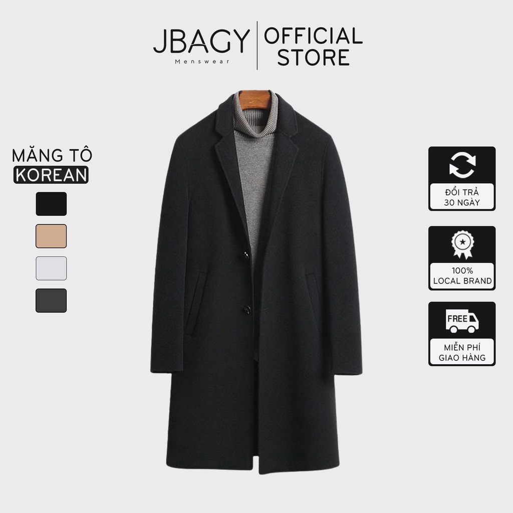 ♣Áo khoác dạ nam dáng dài Hàn Quốc cao cấp thương hiệu JBAGY - JBK04