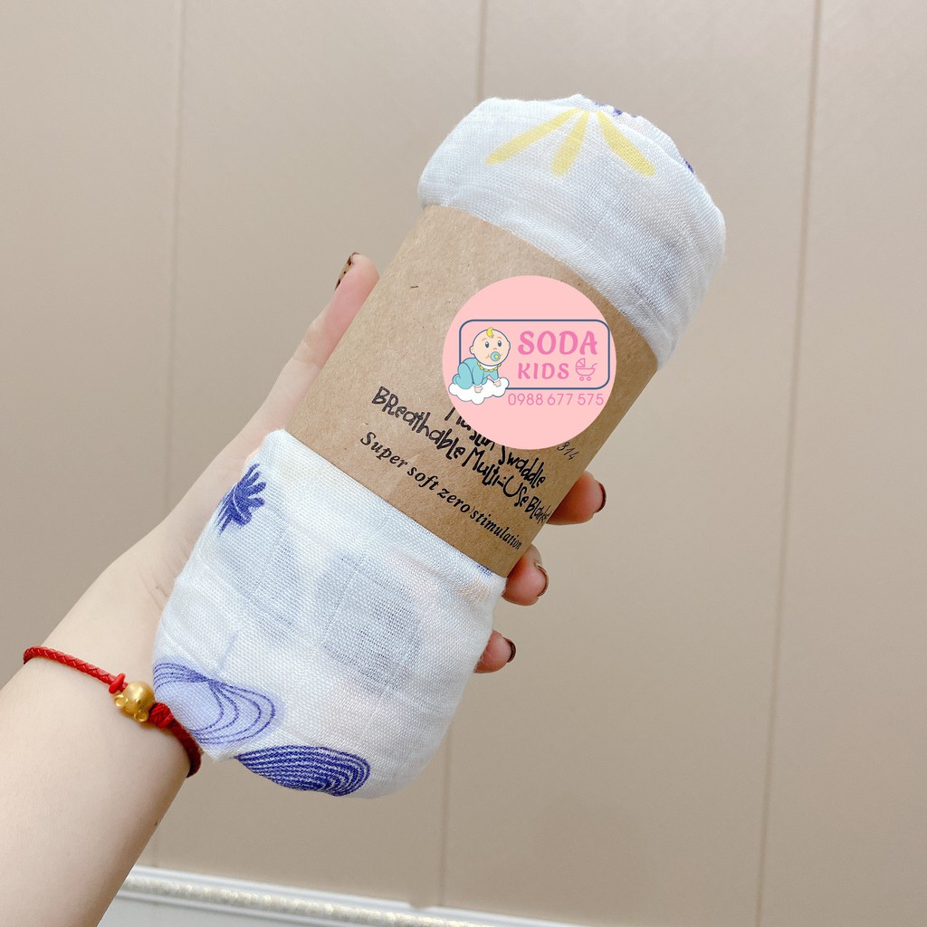 Khăn tắm đa năng sợi tre Aden cho bé, khăn xô tắm quấn đa năng bé sơ sinh 2 lớp kích thước 120x120cm siêu mềm
