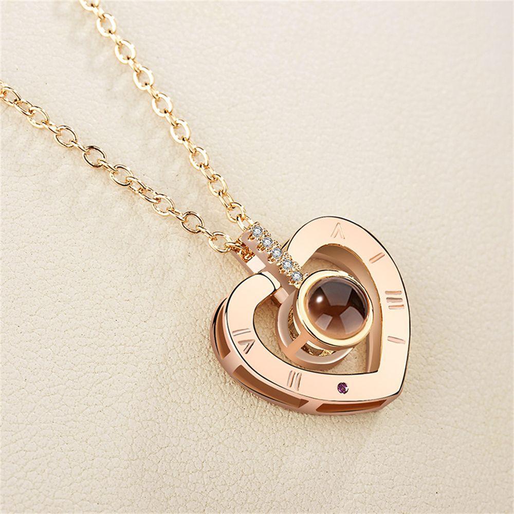 JONYE Vòng cổ Mặt Máy Chiếu Chữ I love You