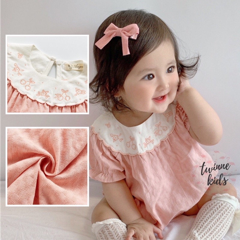 Peach Baby romper cotton mềm thoáng bé gái dưới 2 tuổi