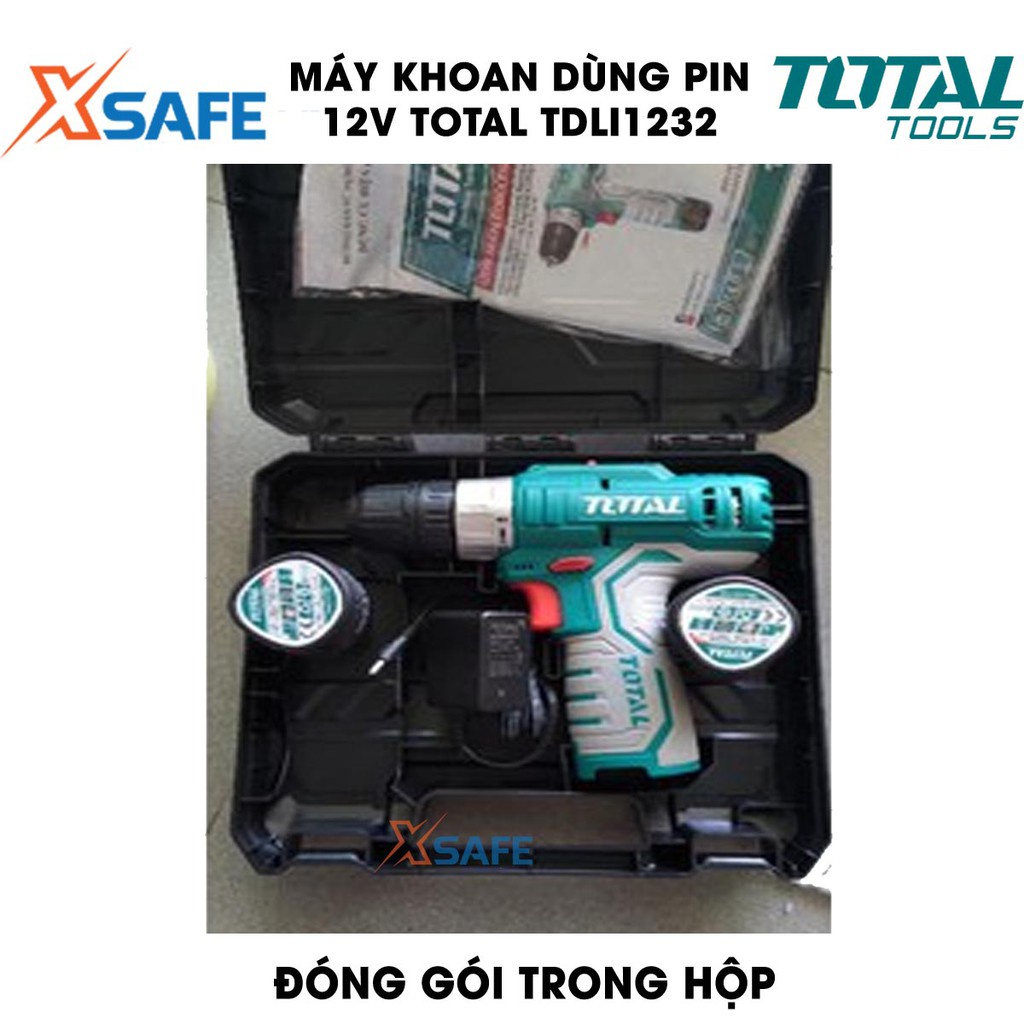 Máy khoan dùng pin 12V TOTAL TDLI12325 Tặng kèm 2 Pin 1.5Ah 1 Sạc và 1 mũi vít CR-V 65mm. Máy khoan cầm tay chính hãng