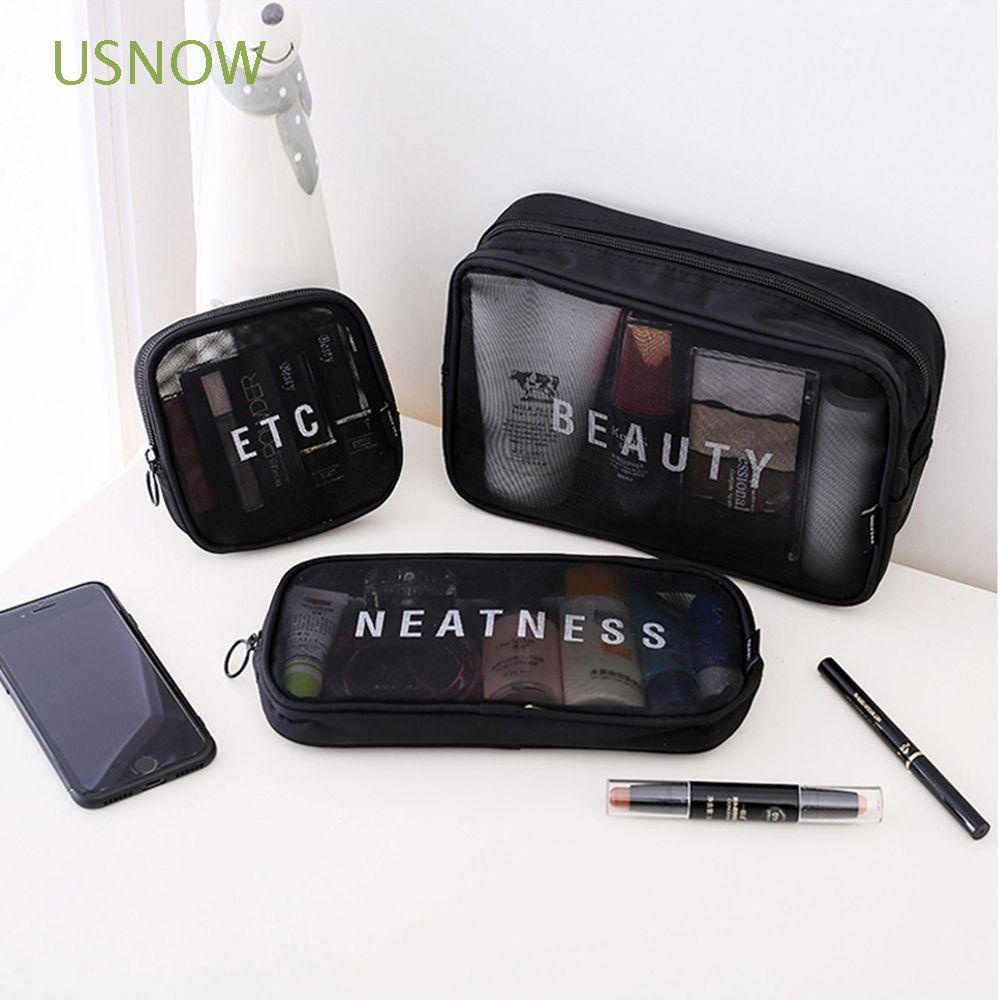 [Hàng mới về] Túi lưới đựng mỹ phẩm màu đen thời trang dành cho phụ nữ
