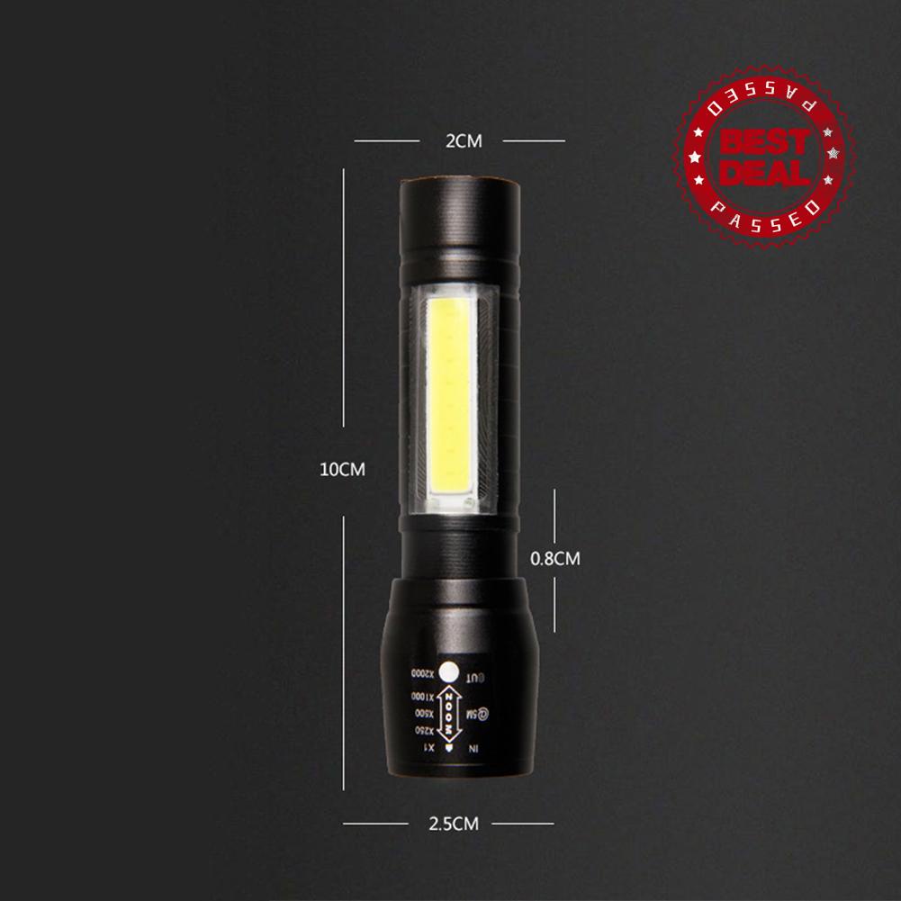 Bộ Đèn Pin LED COB Mini V6T4 Phóng To Được Sạc USB Có Đèn Bên Hông