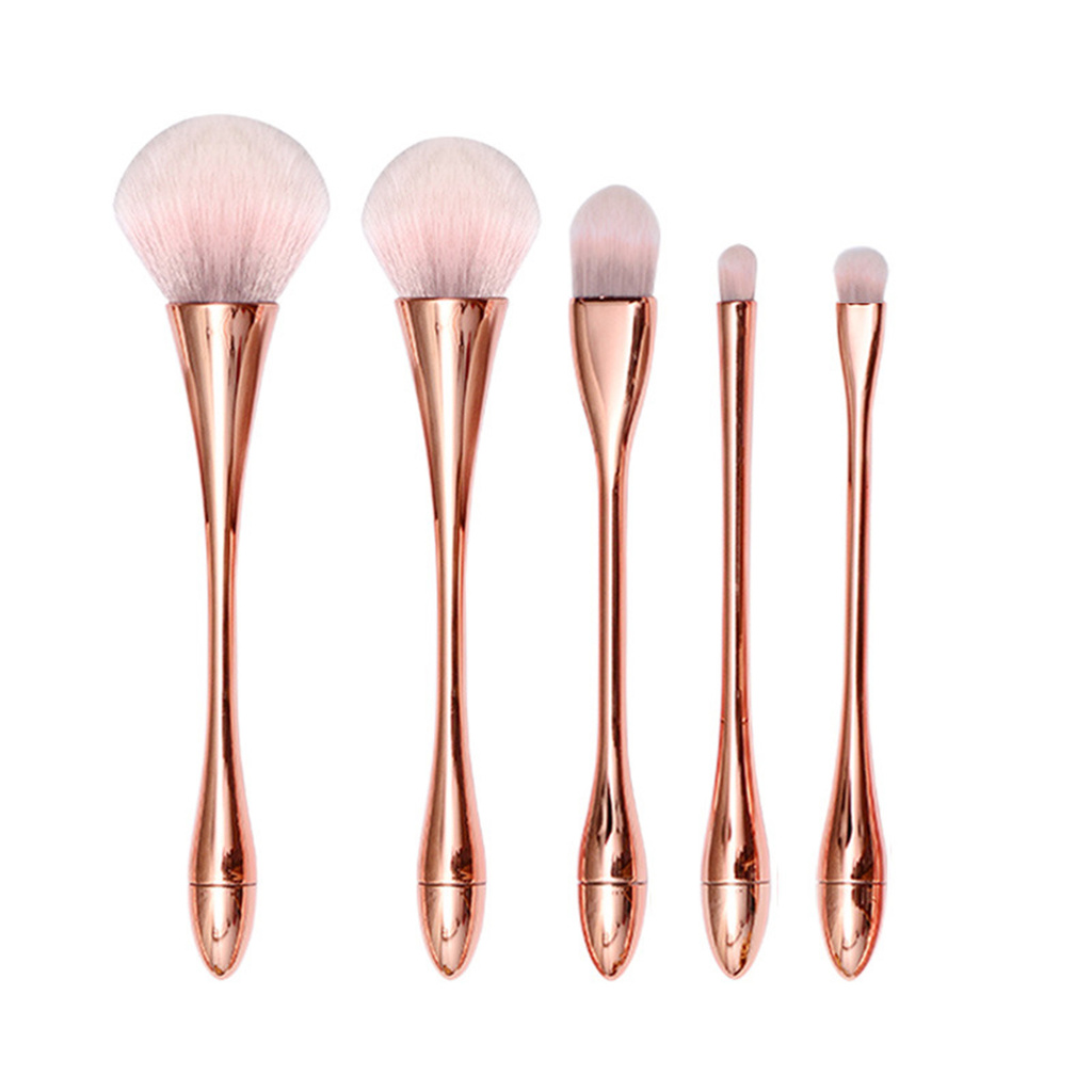 CODseller 5Pcs/Set Waist Brush Electroplating Multifunctional Plastic Soft Hair Small Waist Beauty Makeup Tools for Cosmetic