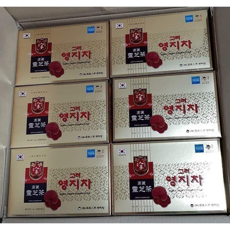 [ Giá Sỉ ] Trà Nấm Linh Chi Hàn Quốc, Hộp 100 Gói * 3g, Giúp Giải Nhiệt Thanh Lọc Cơ Thể Và Tăng Cường Sức Khỏe