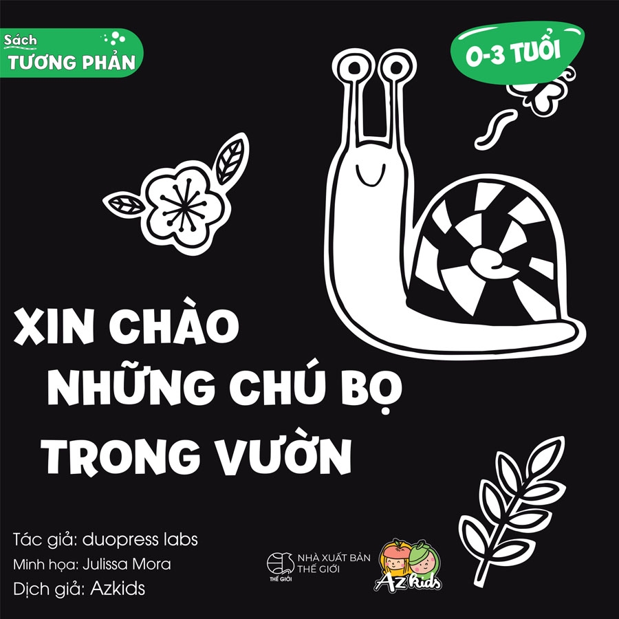 Sách Sách Tương Phản - Kích Thích Thị Giác Trẻ Sơ Sinh - Xin Chào Những Chú Bọ Trong Vườn