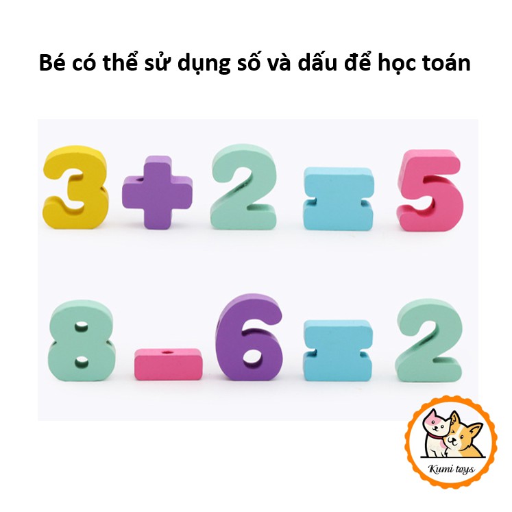 Đồ chơi gỗ xâu vòng số và hạt giá sốc Kumi toys