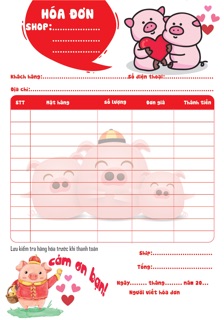 1 cuốn hoá đơn in hình kute