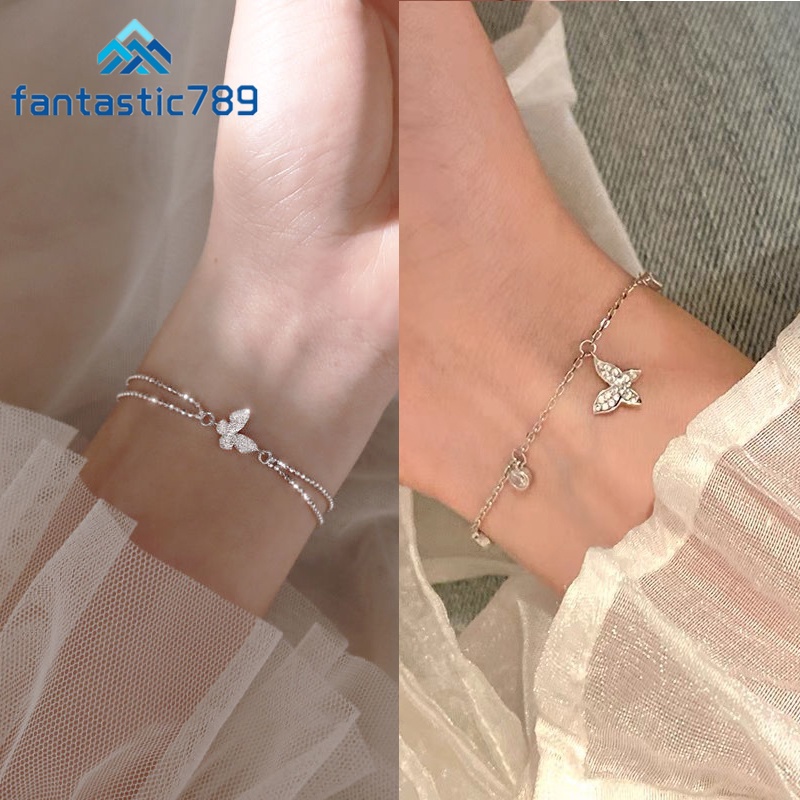 Vòng Tay Mặt Hình Bướm Đính Đá Pha Lê Thanh Lịch Cho Nữ Fantastic789