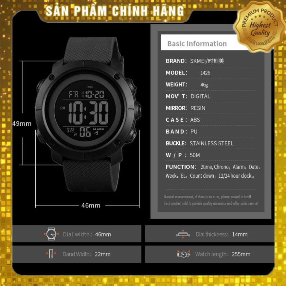 [HÀNG CHÍNH HÃNG] Đồng Hồ SKMEI 1426 Kĩ Thuật Số Chống Thấm Nước Có Đèn Nền EL Phong Cách Thể Thao  Nam
