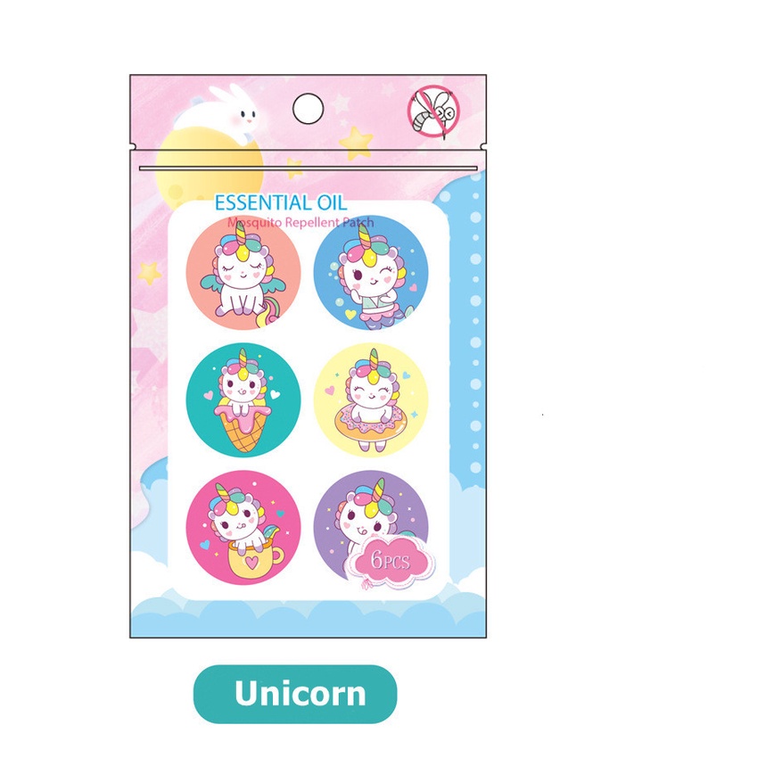 Set 6 Miếng Dán Chống Muỗi Họa Tiết Hoạt Hình Cho Bé