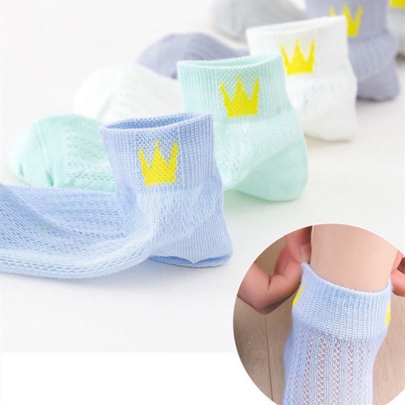 Set 5 Đôi Vớ Cotton Lụa Lạnh Mỏng Cổ Thuyền Thoáng Khí Mềm Mại Cho Bé 3-8 Tuổi