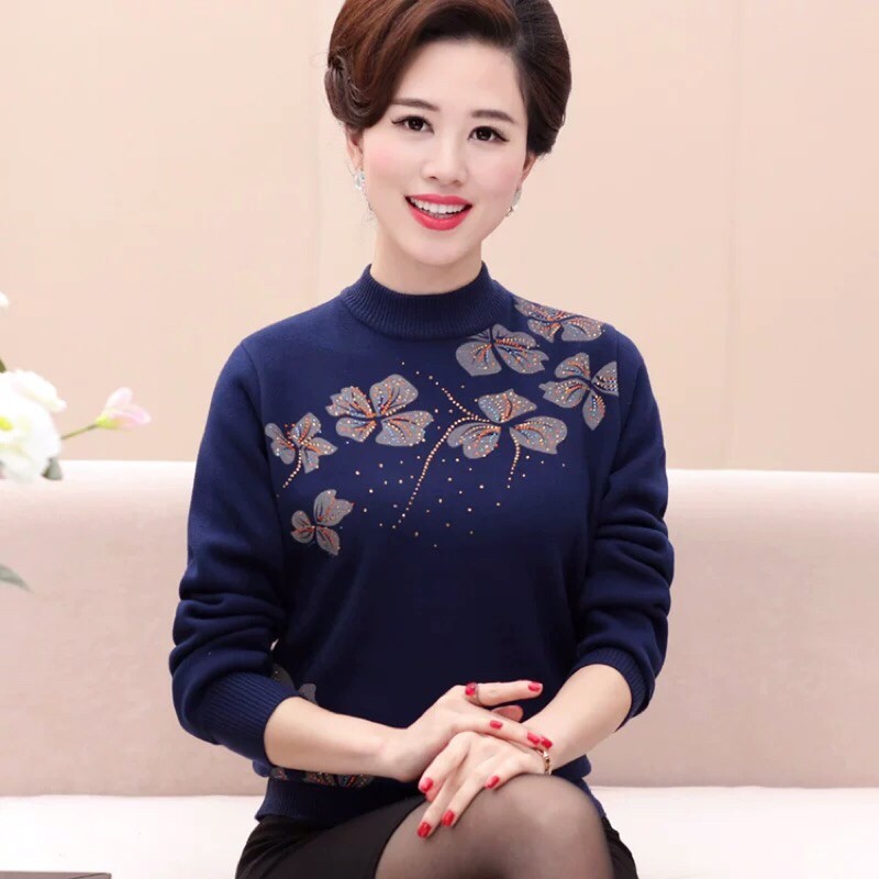 Hàng có sẵn ) Áo len nữ trung niên thời trang kiểu dáng sang trọng, ấm áp QCNP347 | BigBuy360 - bigbuy360.vn