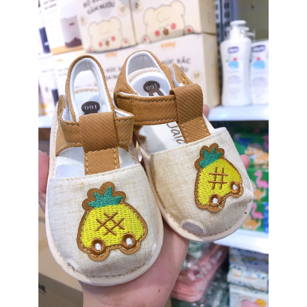 Giày tập đi chuẩn y khoa đế cao su non bé trai bé gái siêu mềm nhẹ chống trơn trượt quả dứa UALA ROGO 5445 5527