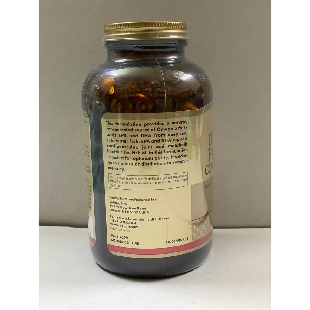 Dầu Cá Omega 3 Fish Oil Concentrate Solgar 240 Viên - Mỹ