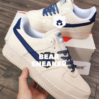 Giày thể thao nam nữ force canva navy vệt xanh navy hàng cao cấp full box