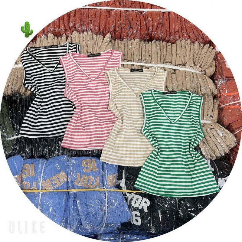 Áo sát nách cổ tim sọc phối đồ cực xinh và tươi trẻ PC