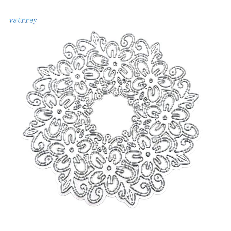 Khuôn Cắt Giấy Kim Loại Khung Tròn Mảnh Ghép Họa Tiết Ren Hoa Xinh Xắn