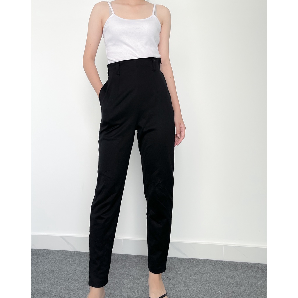Quần Tây Nhật Màu Đen Dáng Suông Lưng Cao - L BY LEOBOX - Hand-picked Collection - 2nd Hand