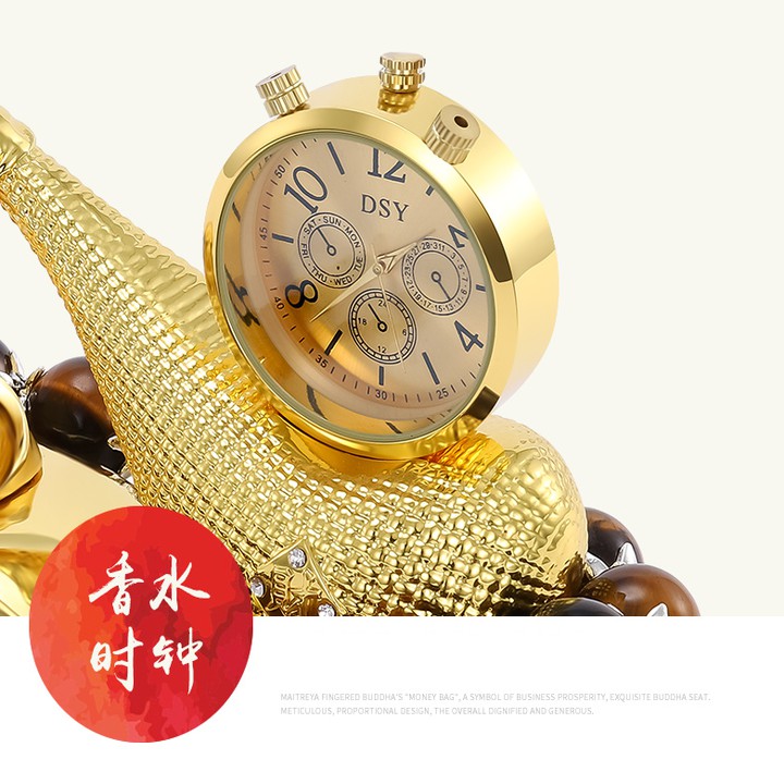 Tượng Phật Di Lặc mạ vàng kéo bao tiền vàng may mắn -  trang trí taplo ô tô, bàn làm việc - tặng vòng hạt ngọc