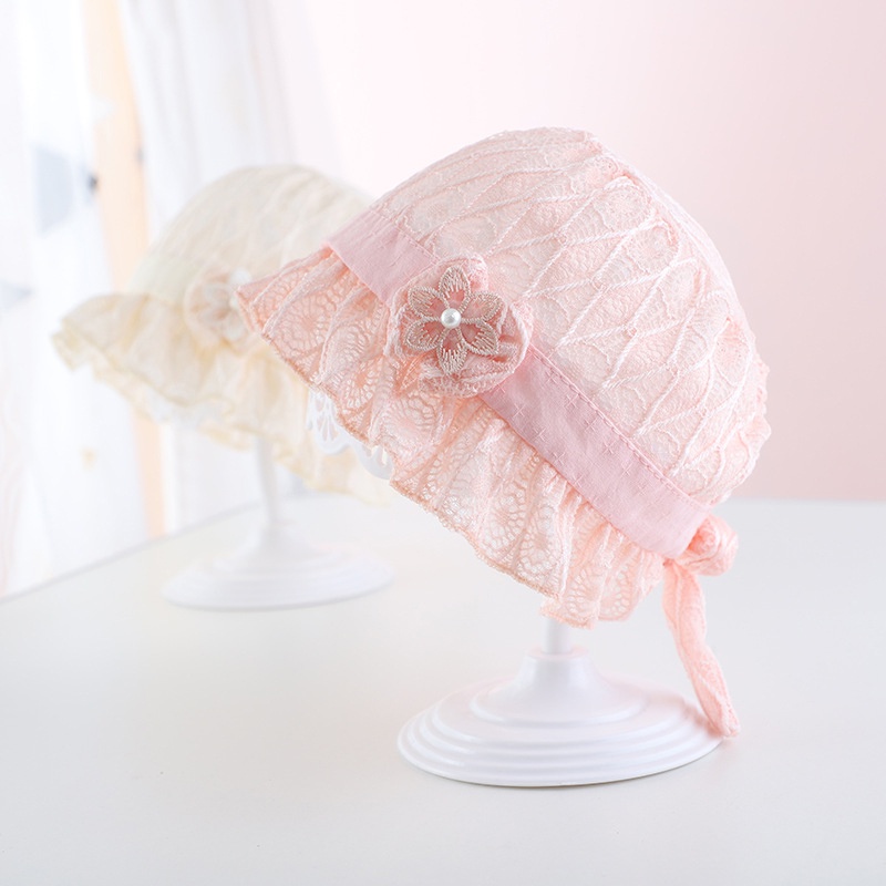 Mũ Ren Đính Hoa Phong Cách Công Chúa Cho Bé Gái