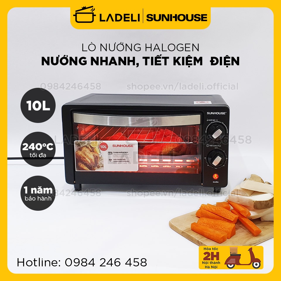 [Mã ELHADEV giảm 4% đơn 300K] Lò nướng halogen mini SUNHOUSE SHD4206 / SHD4210 dung tích 10L