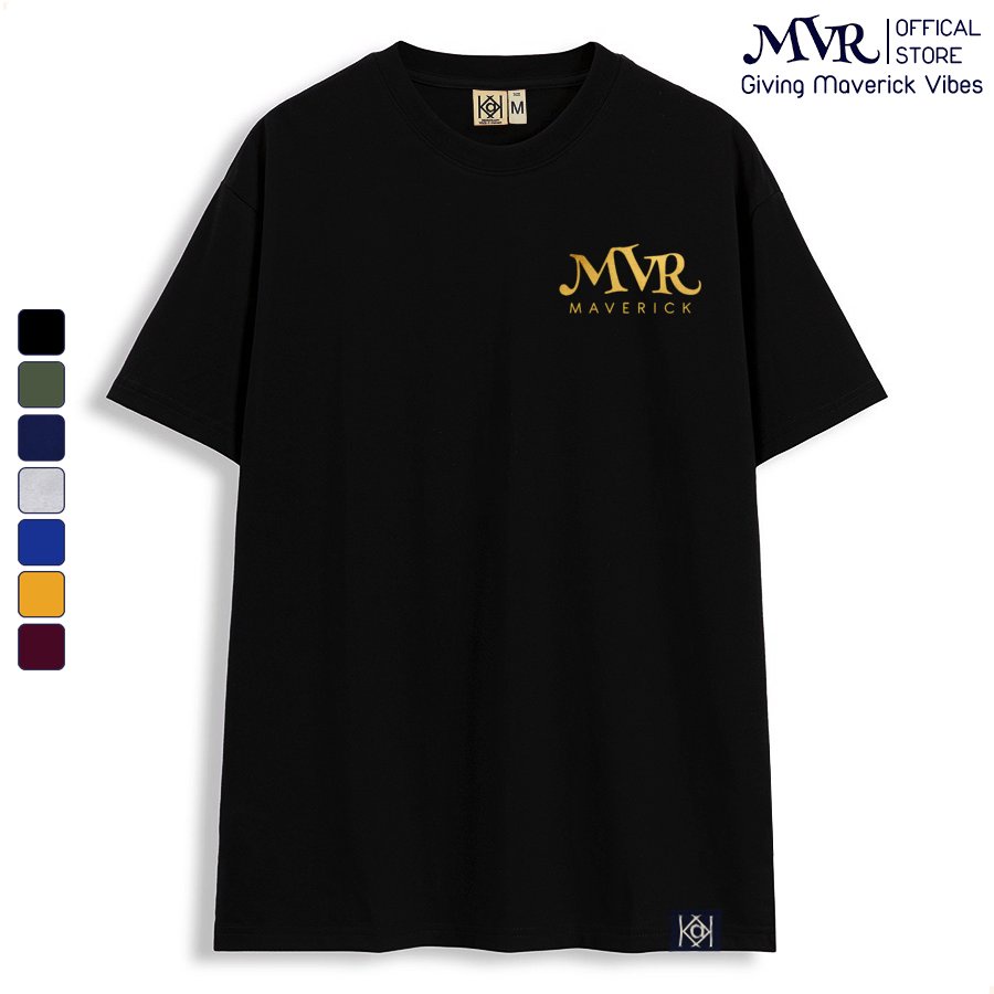 Áo Thun Phông Cotton 100% Nam Nữ Logo MVR Maverick Nhũ Vàng Localbrand - Áo Thun cổ tròn tay lỡ form châu Âu KK731