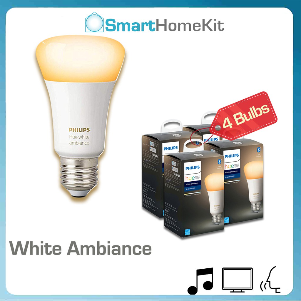 Bộ 4 Bóng Philips Hue White Ambiance E27 Bluetooth