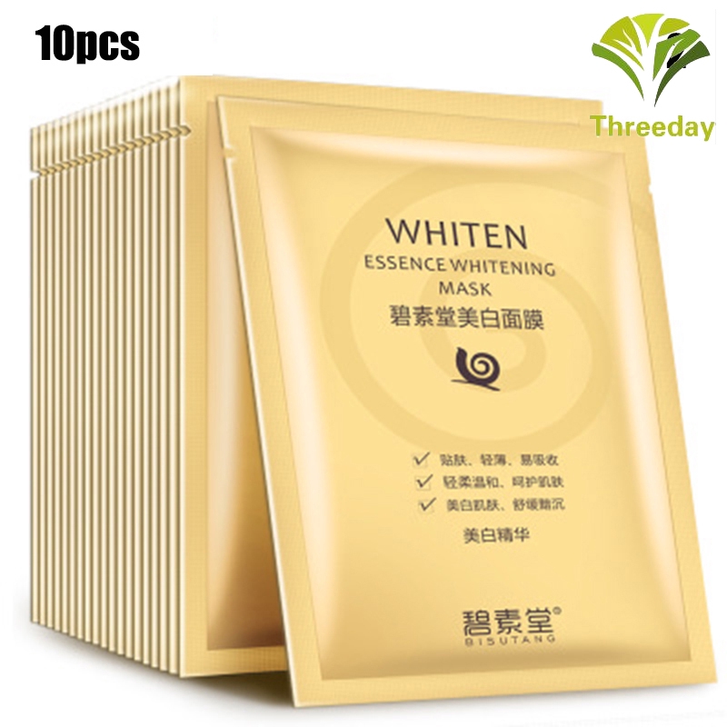 3D10Pcs Facial Mask Moisturizing Hydrating Anti-Aging Depth Replenishment Snail Essence Skin Care Whitening Mask for Wom