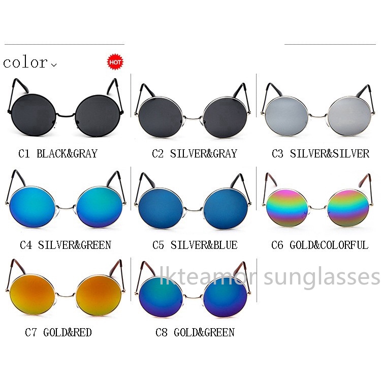 Kính mát tròn gọng kim loại vàng kiểu vintage cho cả nam và nữ