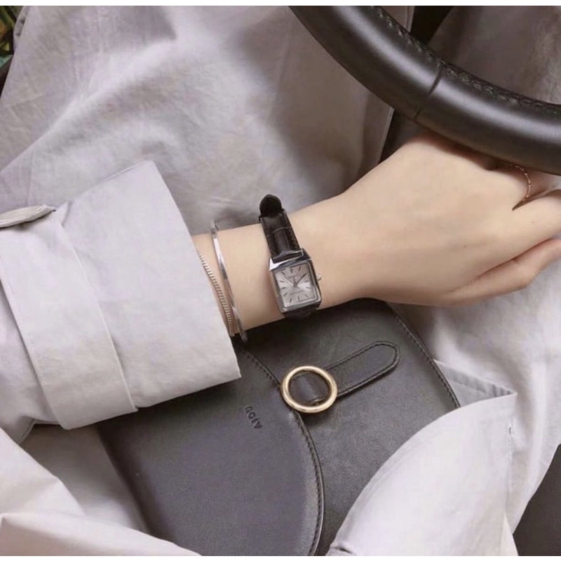 Đồng hồ nữ mặt vuông dây da thời trang kiểu dáng Basic mang hằng ngày DHC1 LOUSMORE