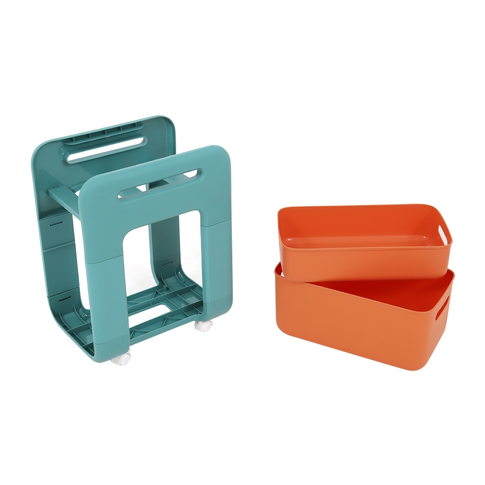 HomeBase STACKO kệ nhựa đa năng 2 tầng Maru W25.5xH48.5xD38cm màu cam