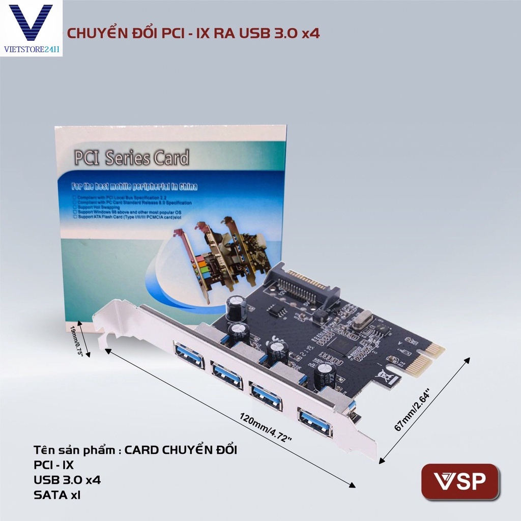 Card chuyển đổi PCI-E sang 4 cổng USB 3.0