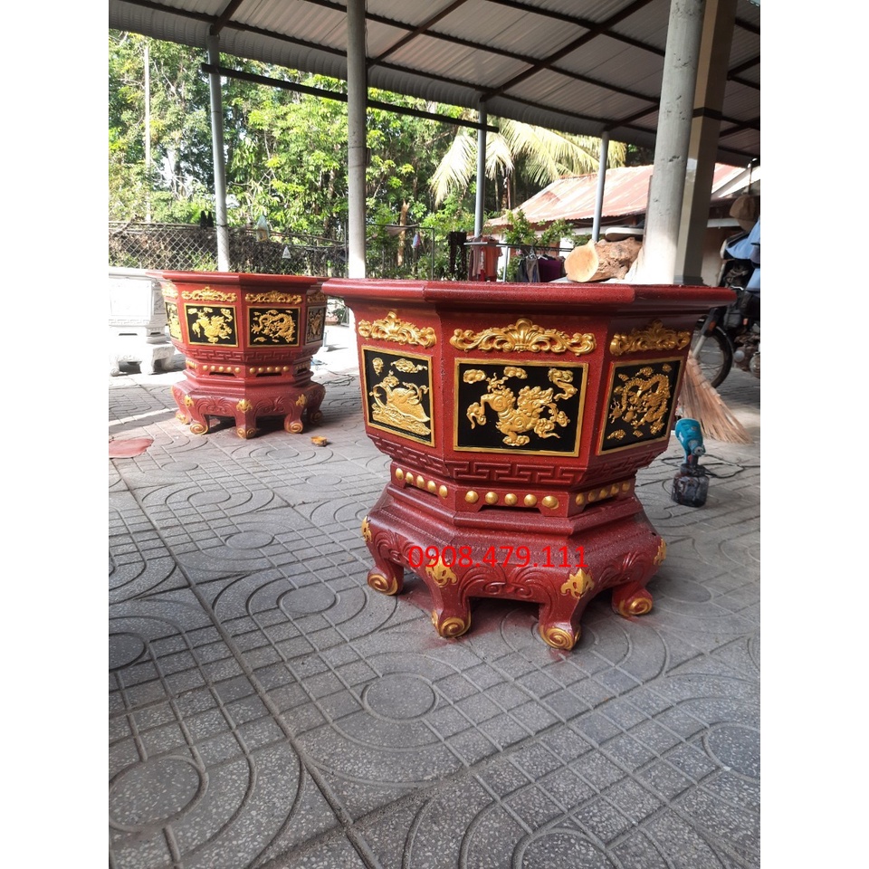 Khuôn Bát Giác 79 Cao 45 Và Chân Đôn Quỳ Cao 25 ABS Mẫu Long Lân Quy Phụng, Tài Lộc Cá Chép