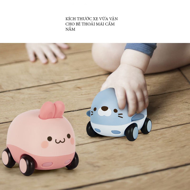 Set Đồ Chơi 2 Ô Tô Quán Tính Hình Động Vật Cảm Biến Phát Đèn Nhạc Dễ Thương ,Nhím,Hải Cẩu,Trâu,Thỏ Cho Bé