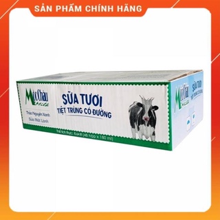 Thùng 48 hộp sữa tươi tiệt trùng mộc châu 180ml không đường/ có đường