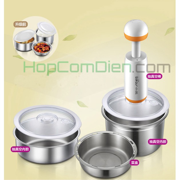 HT956 Hộp cơm hâm nóng cắm điện BEAR hút chân không 3 tầng  TTBD