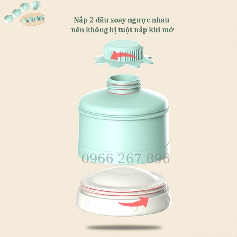 Hộp chia sữa, đồ ăn 3 ngăn cao cấp Misuta [Thuận tiện mang sữa bột khi cho bé đi chơi]