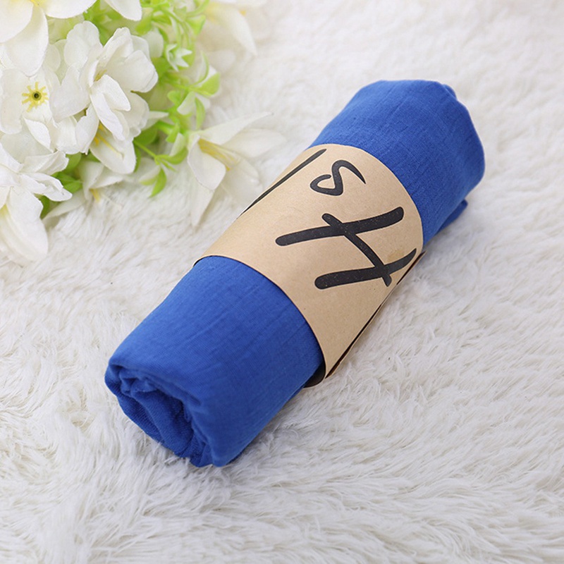 Khăn Choàng cotton Và linen Màu Xanh Dương/180*50All Mới
