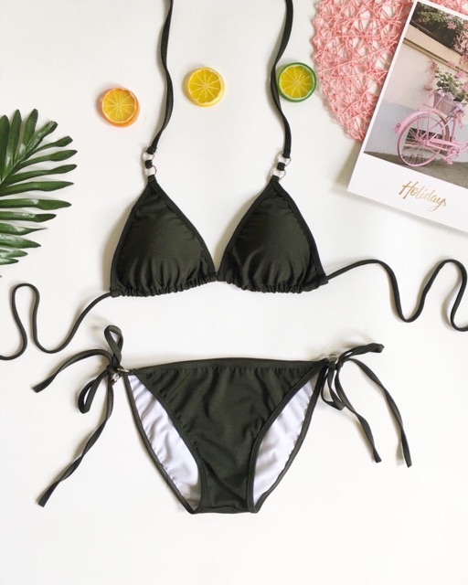 Bikini đồ bơi hai mảnh dây phối khoen đôi nhiều màu
