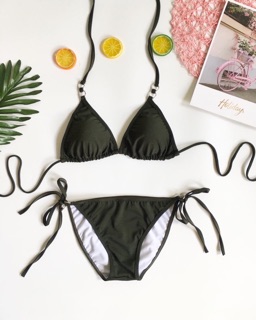 Bikini 2 mảnh basic phối khoen cột dây